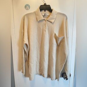 NWT Zara Men’s 100% Cashmere Knit Polo Sweater Cream Size S Limited Edition
